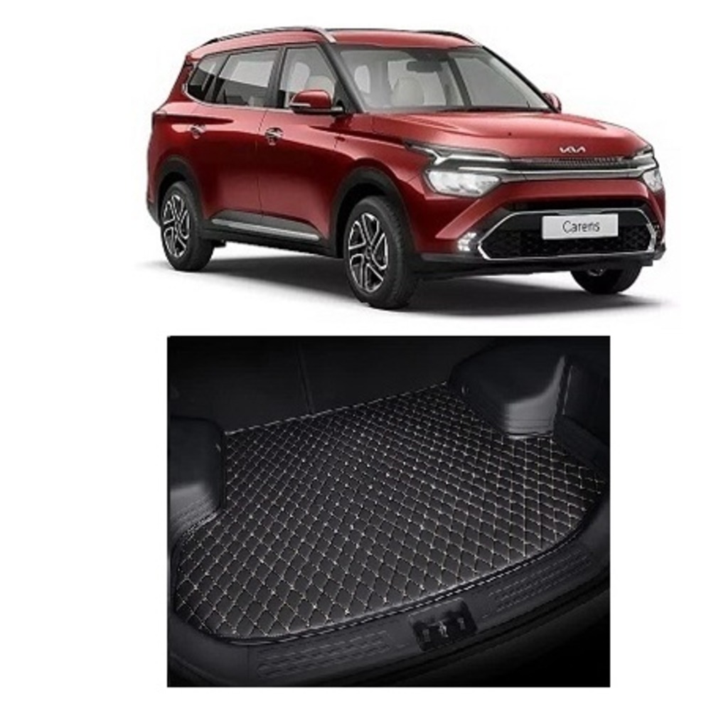 7D Car Trunk/Boot/Dicky PU Leatherette Mat for	Carens  - Black